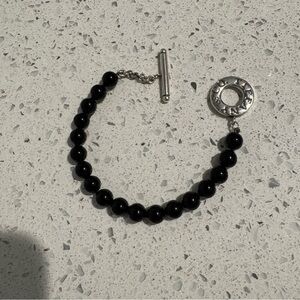Tiffany & Co. Black Beaded Bracelet with Silver Accents